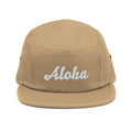 Cursive Aloha Five Panel Camper Hat