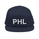 PHL Philadelphia Airport Code Five Panel Camper Hat
