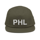 PHL Philadelphia Airport Code Five Panel Camper Hat