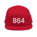 864 Greenville SC Area Code Five Panel Camper Hat