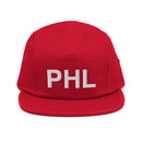 PHL Philadelphia Airport Code Five Panel Camper Hat