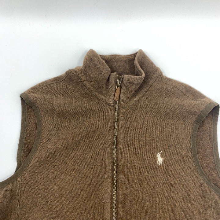 Brown Polo Ralph Lauren Full Zip Vest Size M