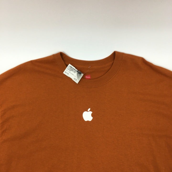 Burnt Orange Apple logo T-shirt Size XL