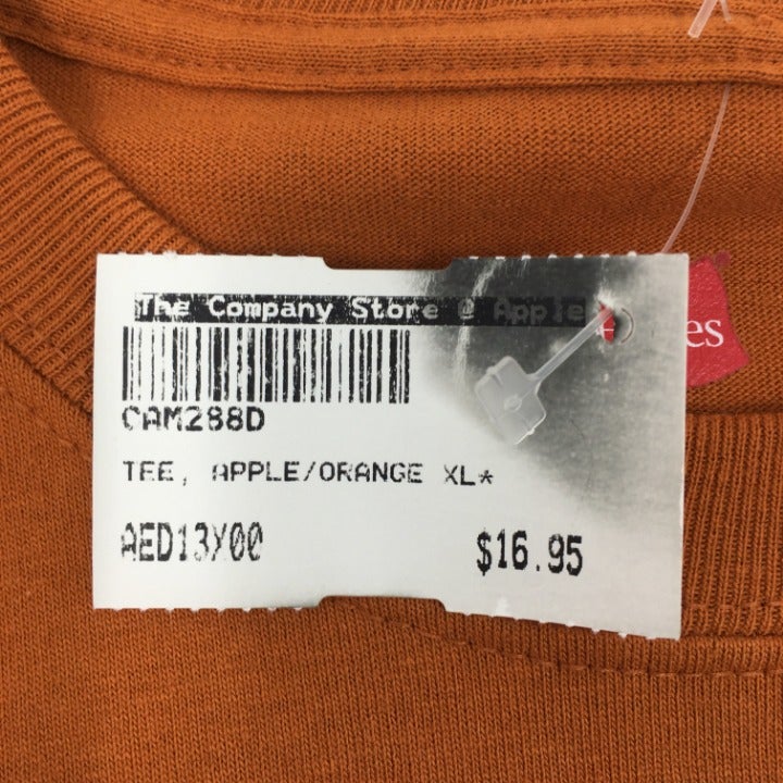 Burnt Orange Apple logo T-shirt Size XL