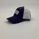 Purple & white TCU horned  stretch frogs