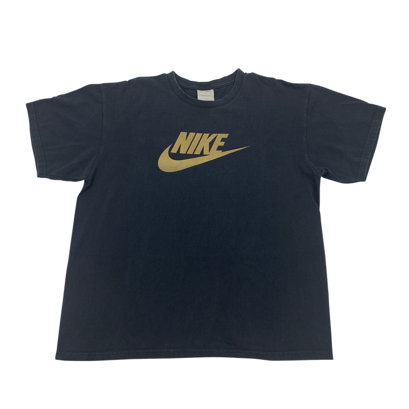 Black and Gold 2004 Nike Swoosh T-shirt Size L