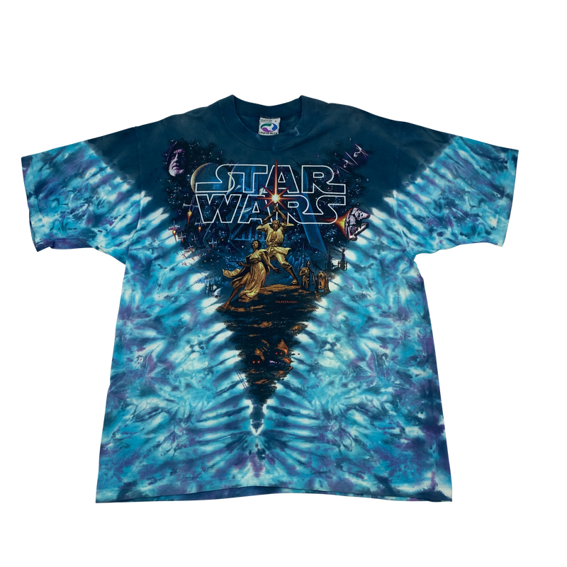 90s Liquid Blue Tie Die Star Wars T-shirt