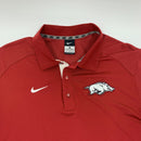 Solid Red Nike Dri-Fit Arkansas Razorbacks Polo size L