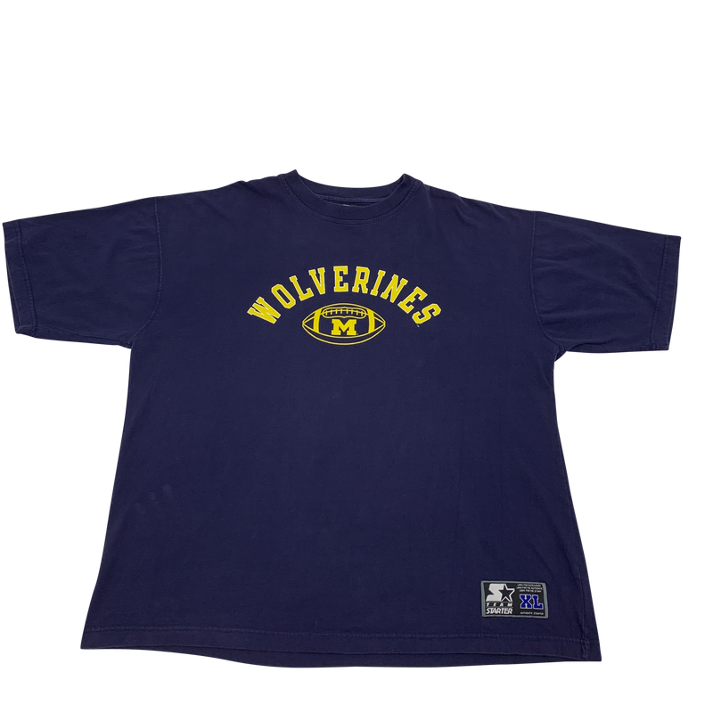 Michigan Wolverines Starter football T-shirt size XL