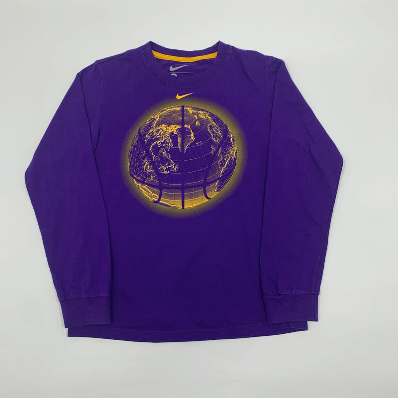 Youth Long Sleeve Nike Purple & Gold Basketball T-shirt