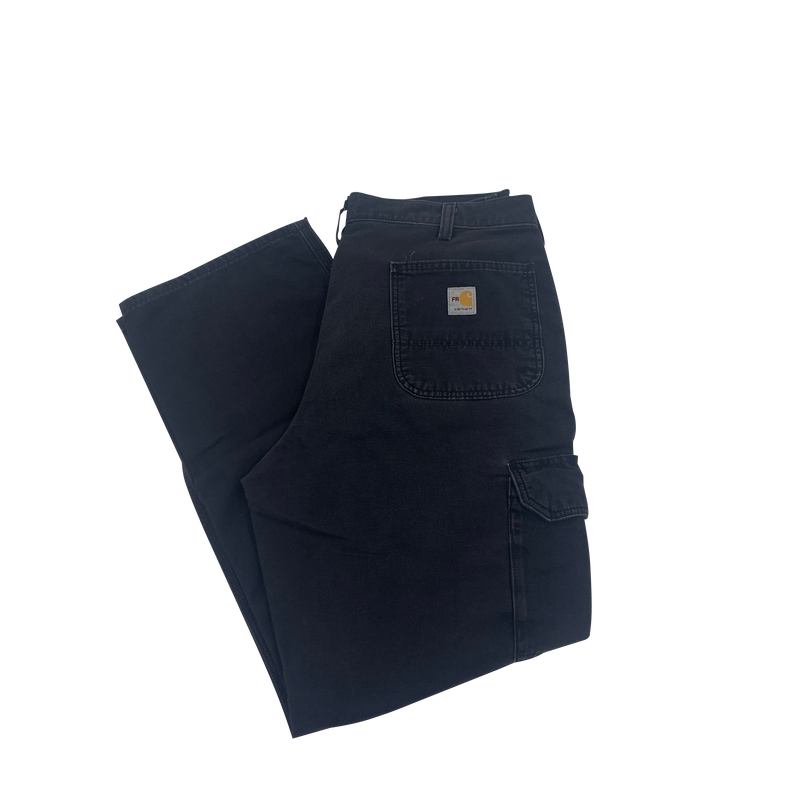 Black Carhartt FRB240-BLK Canvas Cargo Pants 36x32