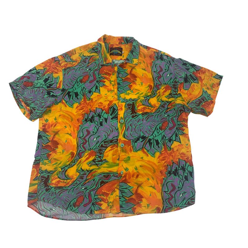 Jams World 30th Anniversary Dinosaur Hawaiian Shirt Size XL