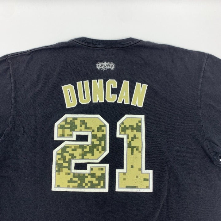 Adidas SA Spurs Tim Duncan Camo T-shirt Size XL