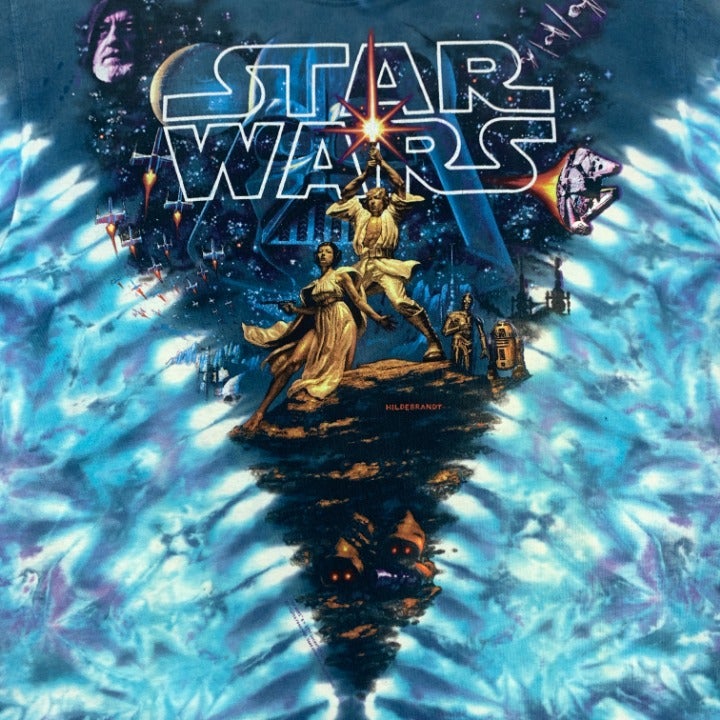 90s Liquid Blue Tie Die Star Wars T-shirt