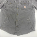Distressed Gray Carhartt Flannel Lined Shirt Jac Size M