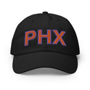 Orange and Purple PHX Phoenix Airport Code Champion Dad Hat