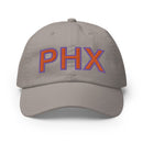 Orange and Purple PHX Phoenix Airport Code Champion Dad Hat
