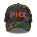Orange and Purple PHX Phoenix Airport Code Dad Hat