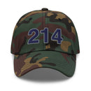 Navy and Gray 214 Dallas Area Code Dad Hat