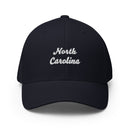 Cursive North Carolina Closed Back Hat