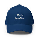 Cursive North Carolina Closed Back Hat