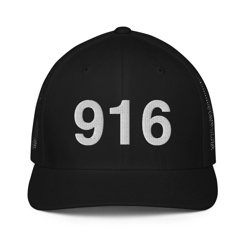 916 Sacramento Area Code Closed Back Trucker Hat