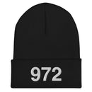 972 Dallas Area Code Cuffed Beanie