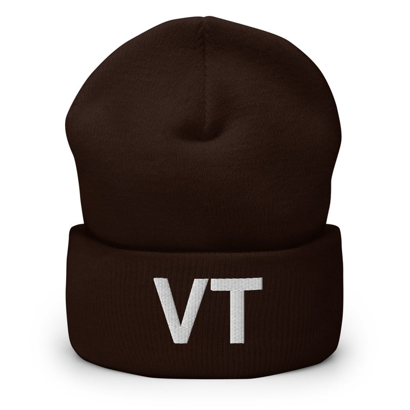 Vermont VT State Abbreviation Cuffed Beanie