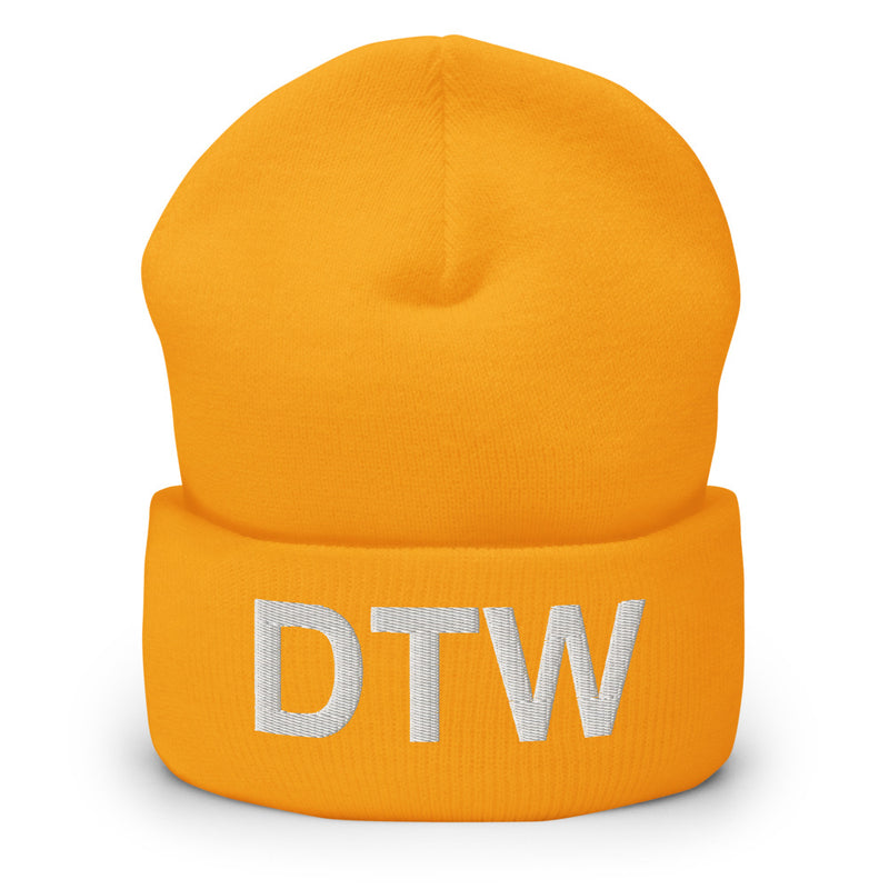 DTW Detroit MI Airport Code Cuffed Beanie