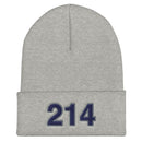 Navy & Gray 214 Dallas Area Code Cuffed Beanie