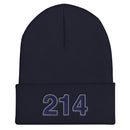 Navy & Gray 214 Dallas Area Code Cuffed Beanie