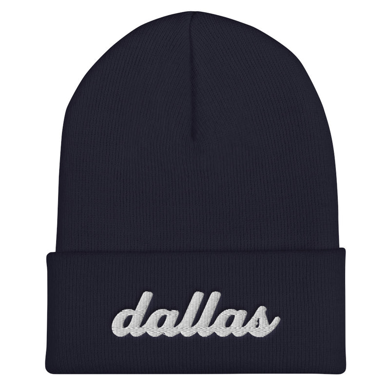 Cursive Dallas TX Cuffed Beanie