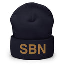 Navy & Gold SBN South Bend Airport Code Cuffed Beanie