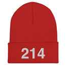 214 Dallas Area Code Cuffed Beanie