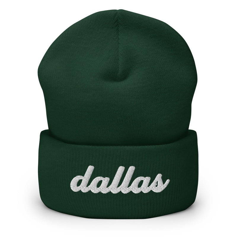 Cursive Dallas TX Cuffed Beanie