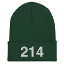 214 Dallas Area Code Cuffed Beanie