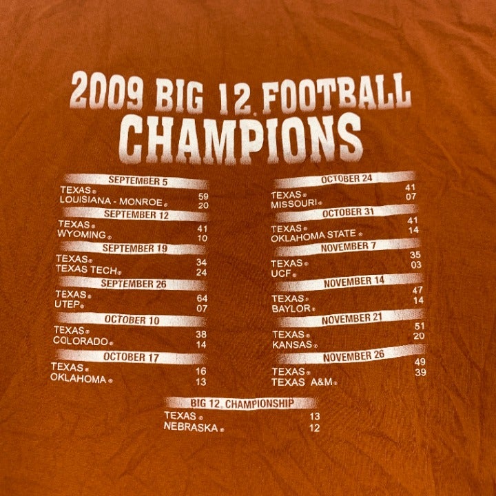 2009 Texas Longhorns Football Big 12 Champs T-shirt Size XL
