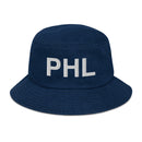 PHL Philadelphia Airport Code Denim Bucket Hat