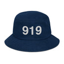 919 Raleigh NC Area Code Denim Bucket Hat