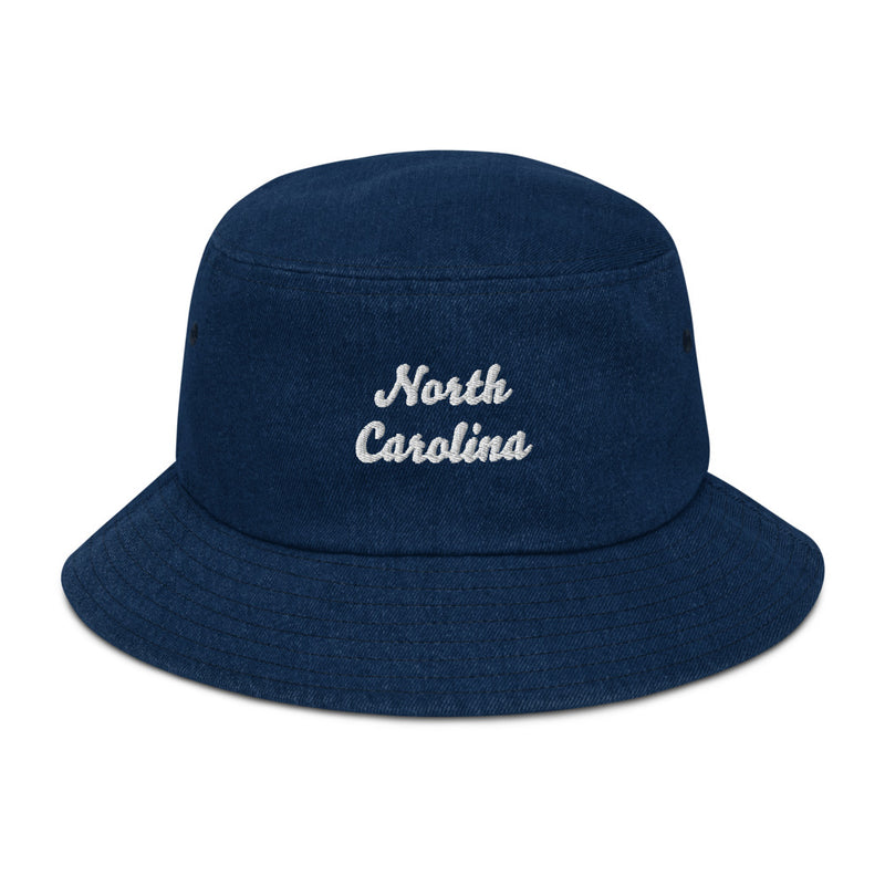 Cursive North Carolina Denim Bucket Hat