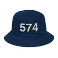 574 South Bend IN Area Code Denim Bucket Hat