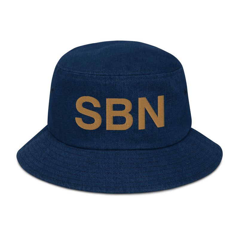 Navy & Gold SBN South Bend Airport Code Denim Bucket Hat