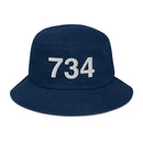 734 Ann Arbor Mi Area Code Denim Bucket Hat