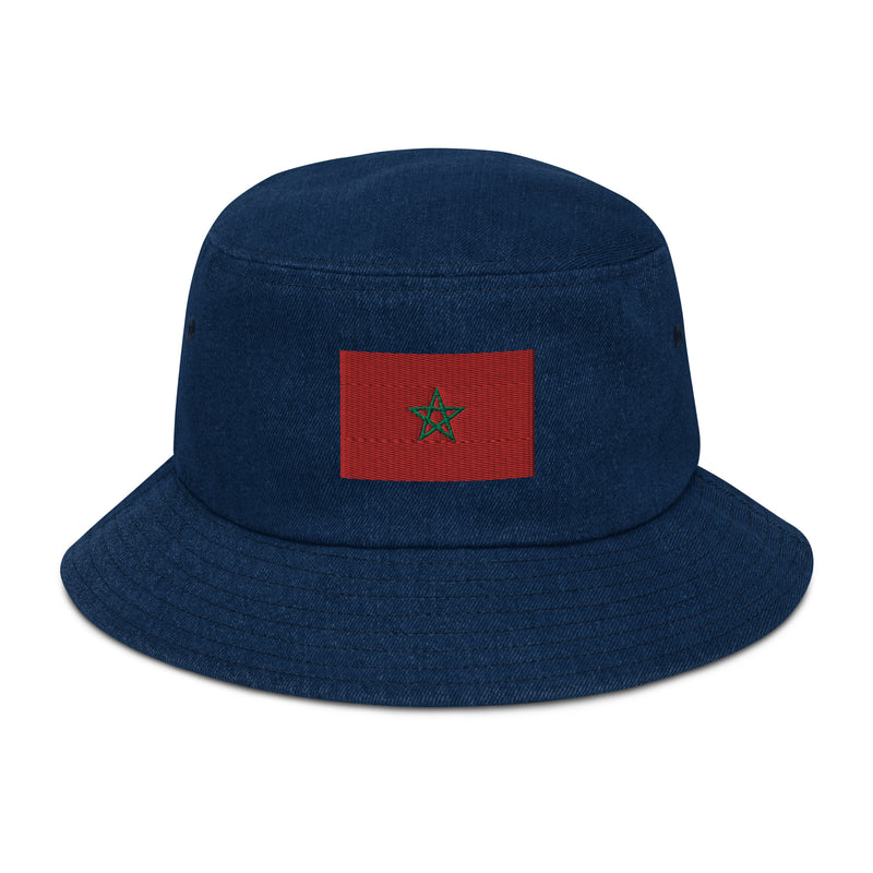 Moroccan Flag Denim Bucket Hat