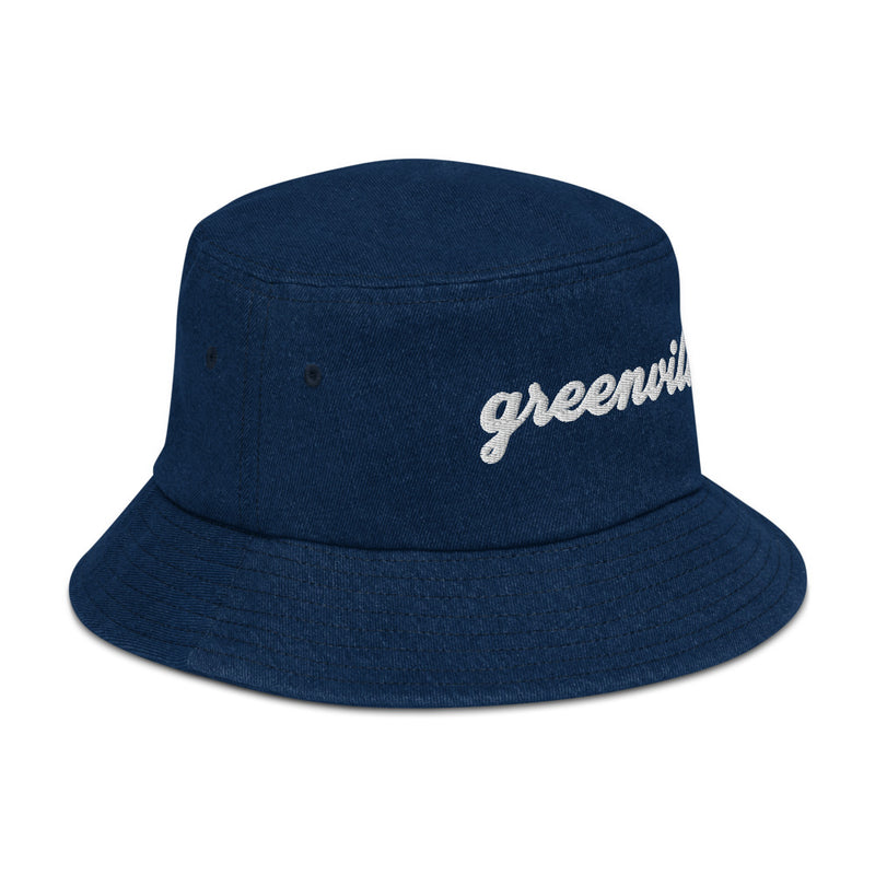 Cursive Greenville SC Denim Bucket Hat