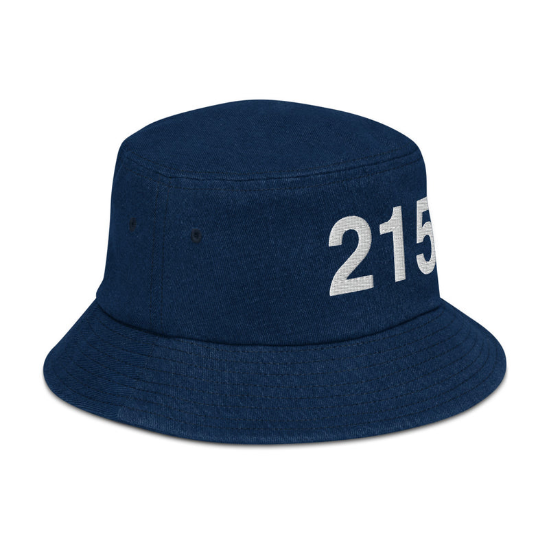 215 Philadelphia Area Code Denim Bucket Hat