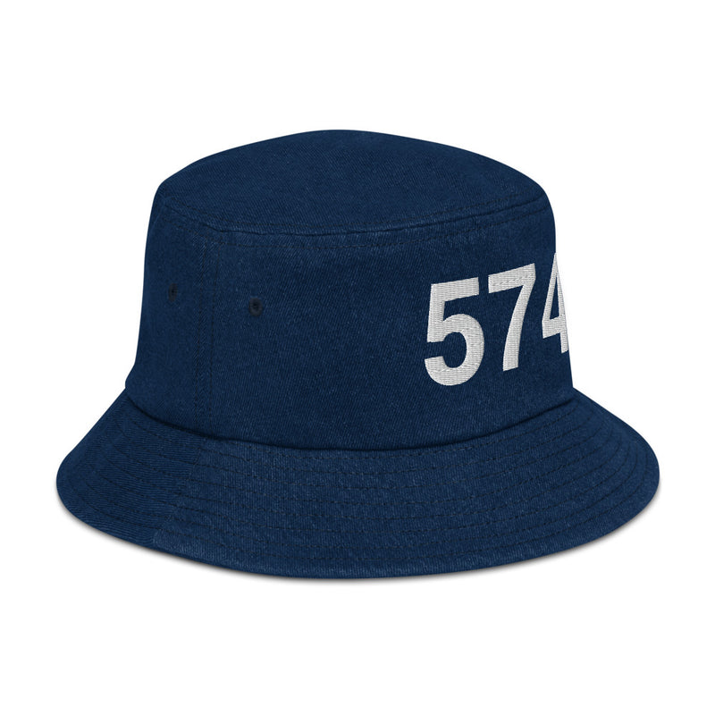 574 South Bend IN Area Code Denim Bucket Hat