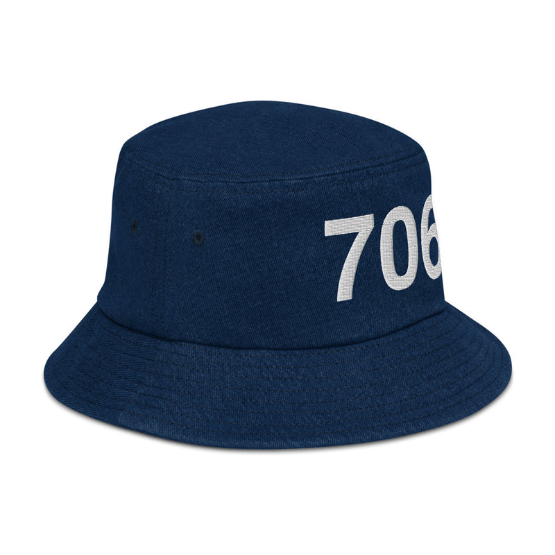 706 Athens GA Area Code Denim Bucket Hat