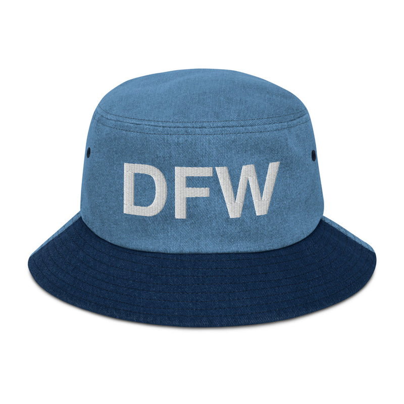 DFW Dallas Fort Worth Airport Code Denim Bucket Hat