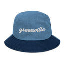 Cursive Greenville SC Denim Bucket Hat